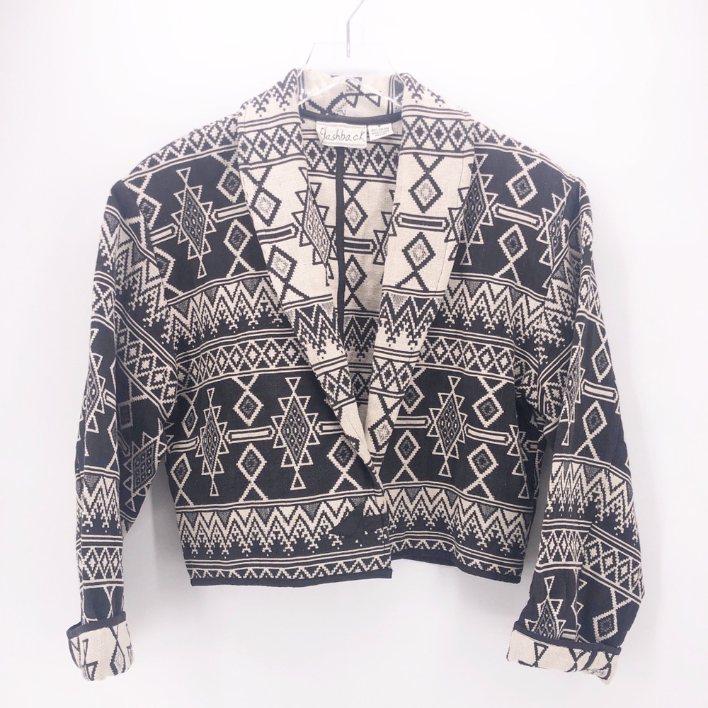 Vintage Flashback Cropped Black&White Blazer